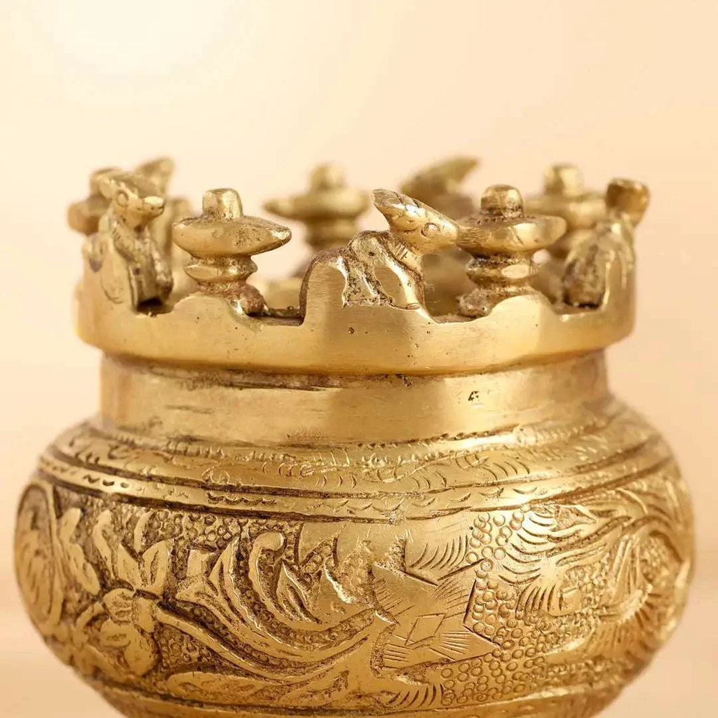 Brass Ganga Kalash with Stand – 4.5 Inch | Sacred Puja Vessel Vedansh Craft