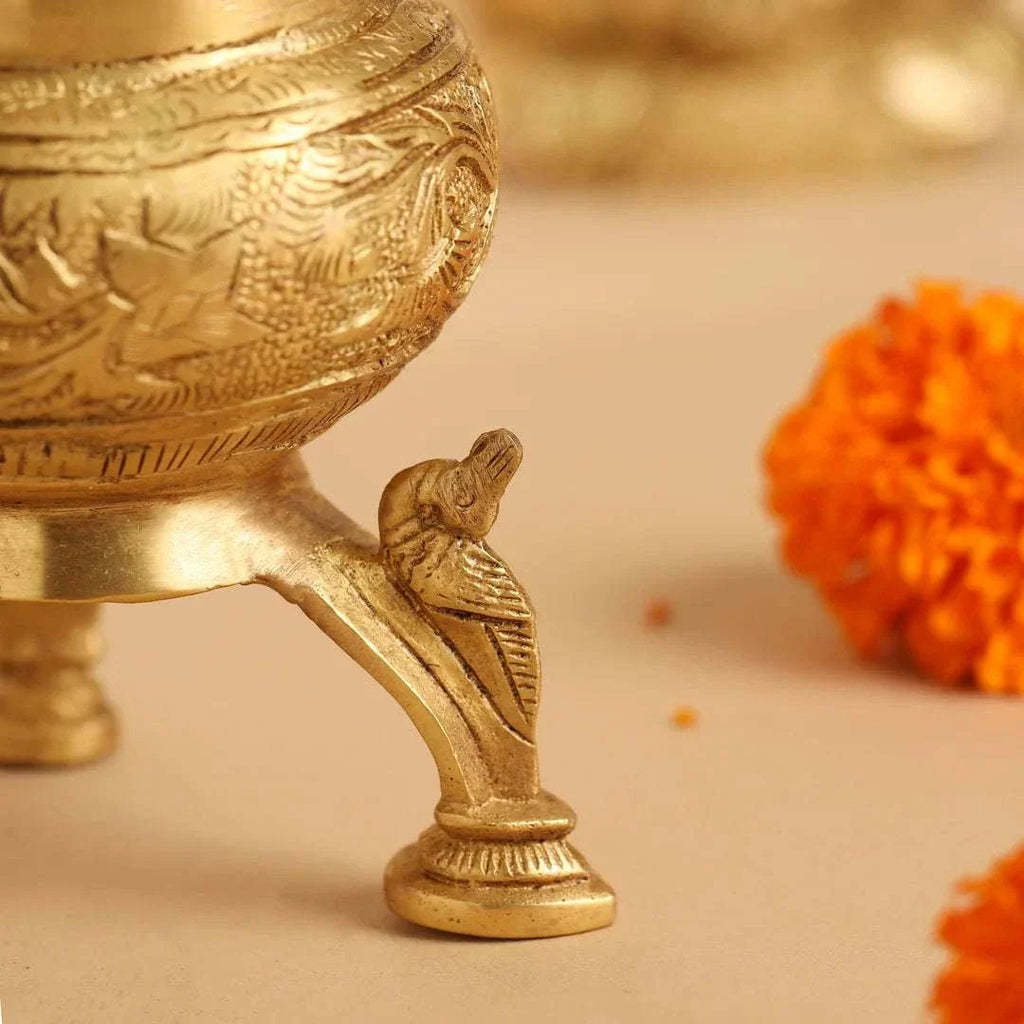 Brass Ganga Kalash with Stand – 4.5 Inch | Sacred Puja Vessel Vedansh Craft
