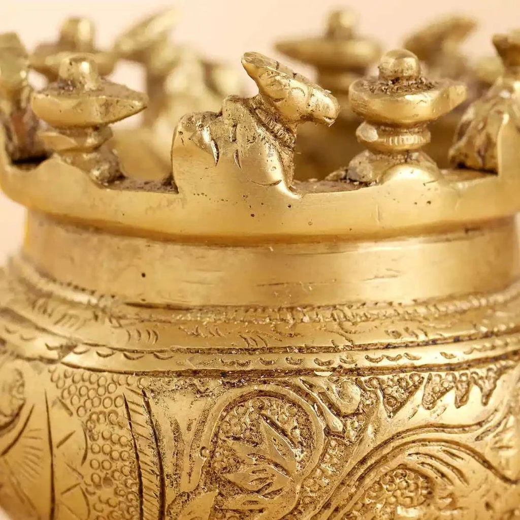 Brass Ganga Kalash with Stand – 4.5 Inch | Sacred Puja Vessel Vedansh Craft