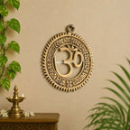 Brass Om Wall Hanging With Gayatri Mantra (6 Inch) Vedansh Craft