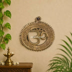 Brass Om Wall Hanging With Gayatri Mantra (6 Inch) Vedansh Craft
