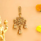 Brass Swastik Wall Hanging Bell (6.5 Inch) Vedansh Craft