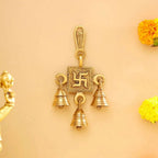 Brass Swastik Wall Hanging Bell (6.5 Inch) Vedansh Craft