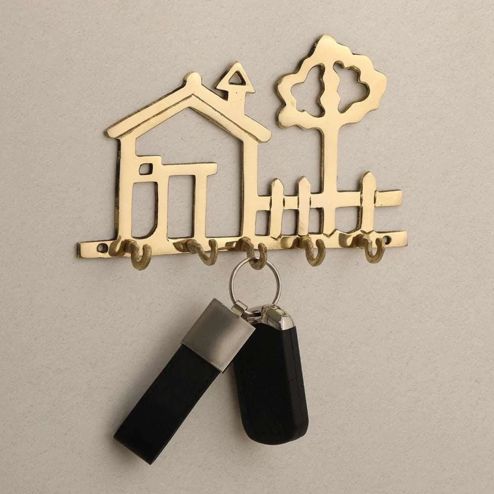Brass House Wall Key Holder (5 Inch) Vedansh Craft