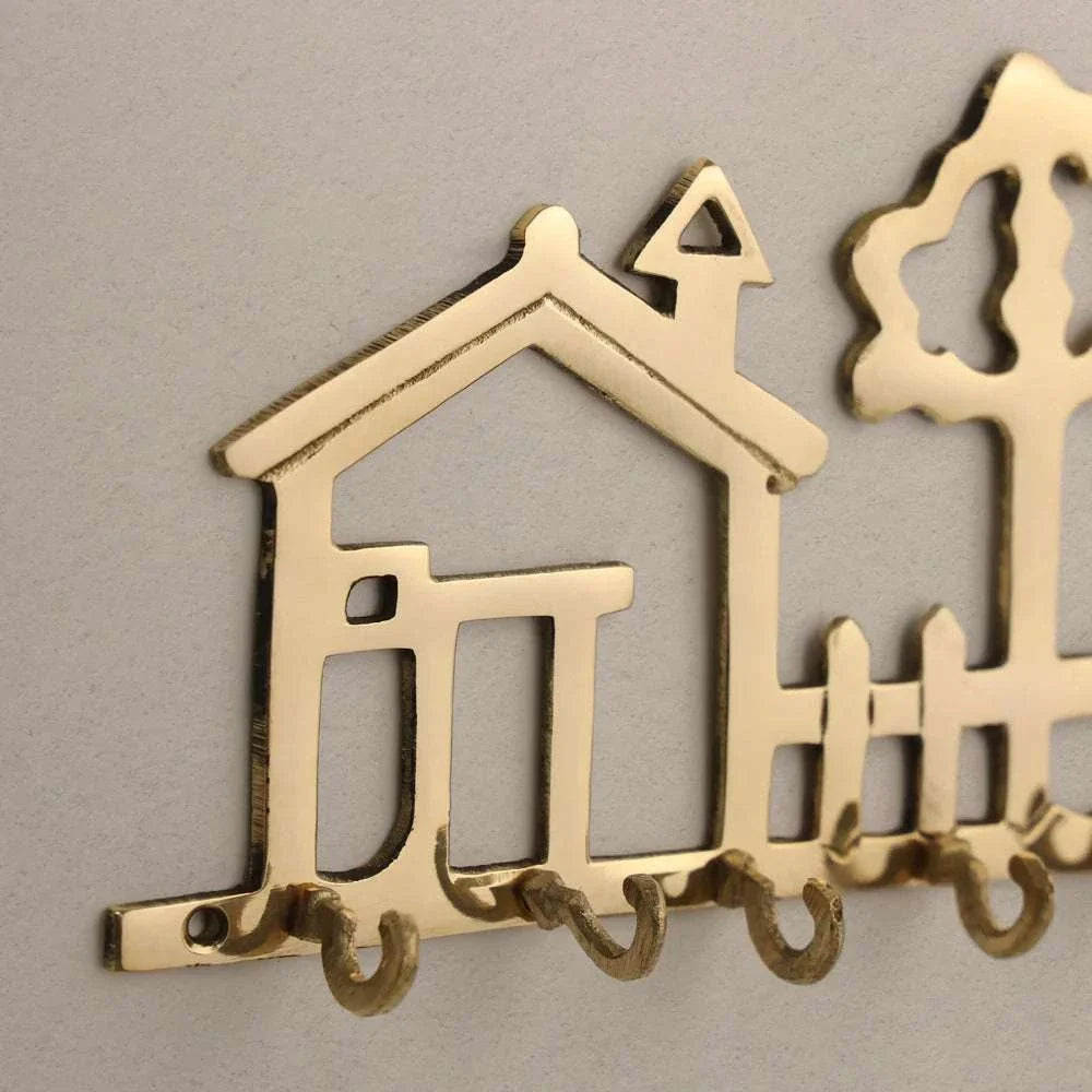 Brass House Wall Key Holder (5 Inch) Vedansh Craft