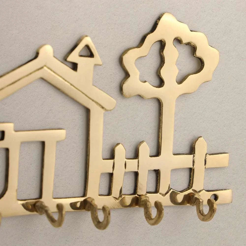 Brass House Wall Key Holder (5 Inch) Vedansh Craft