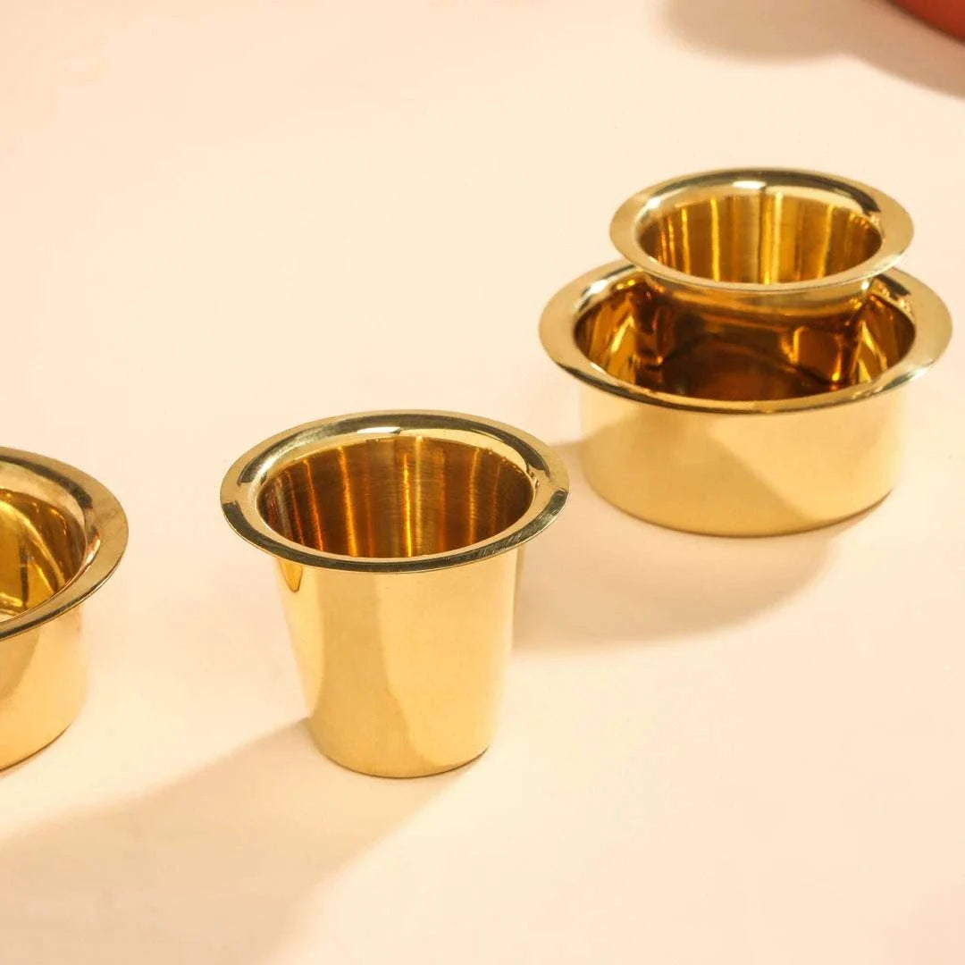 Brass Coffee Davara Cup Pair (2.5 Inch) Vedansh Craft