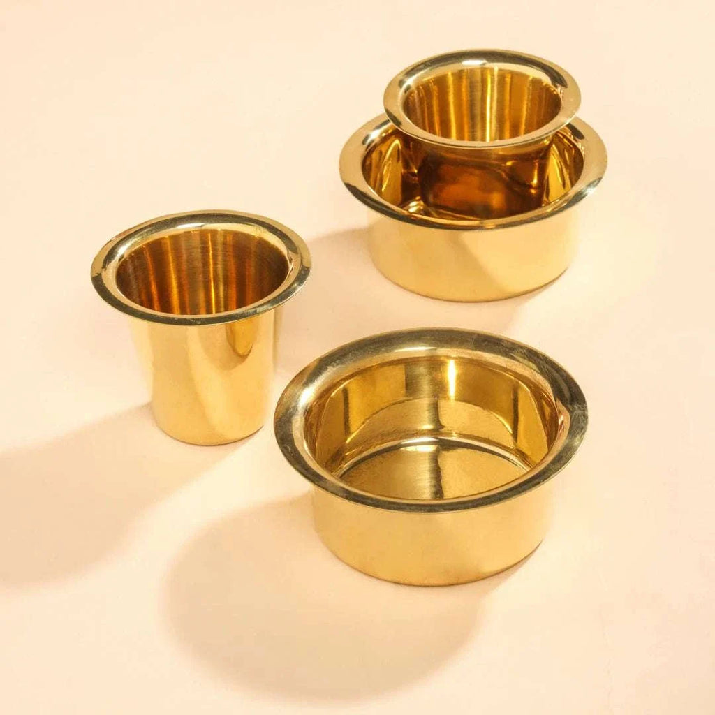 Brass Coffee Davara Cup Pair (2.5 Inch) Vedansh Craft