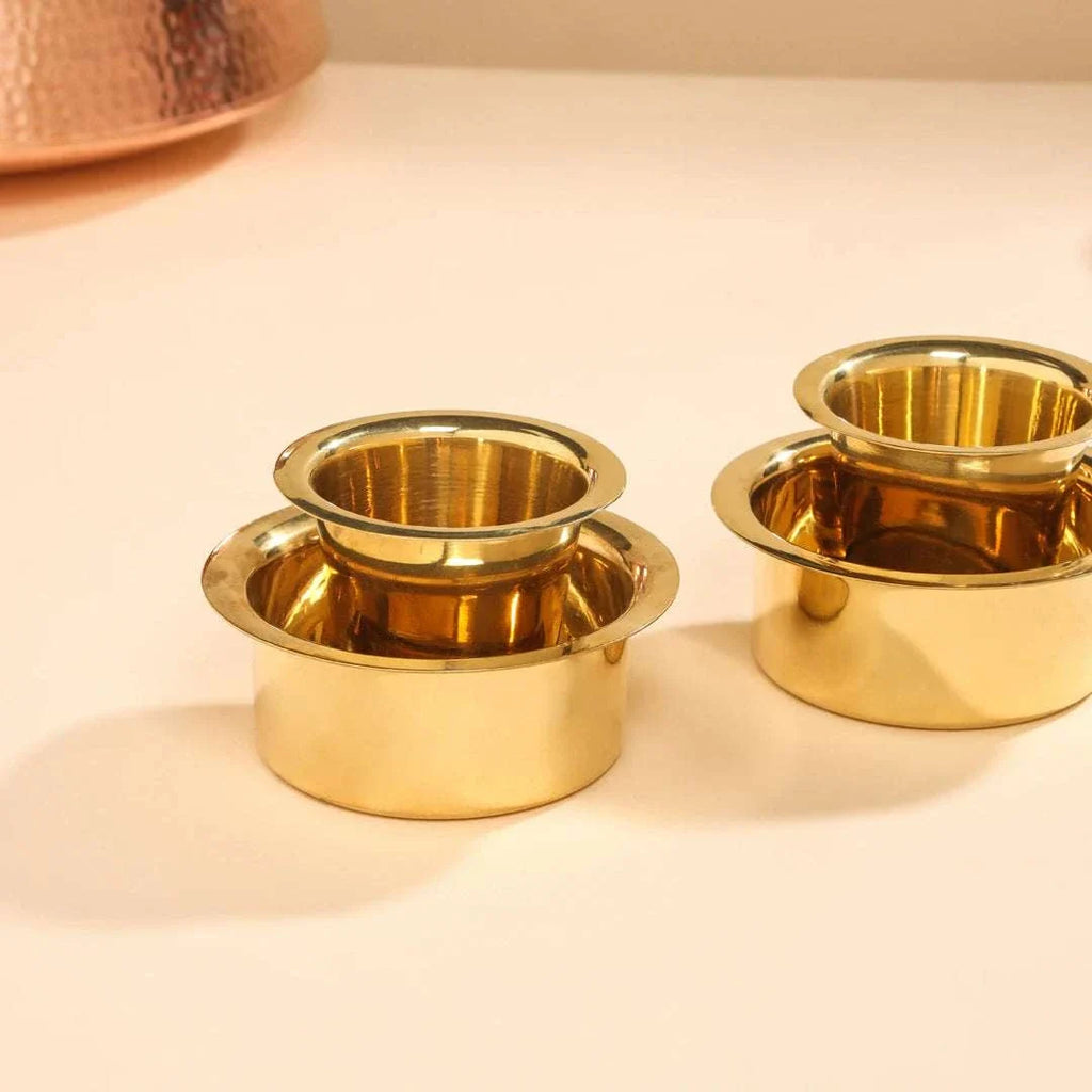 Brass Coffee Davara Cup Pair (2.5 Inch) Vedansh Craft