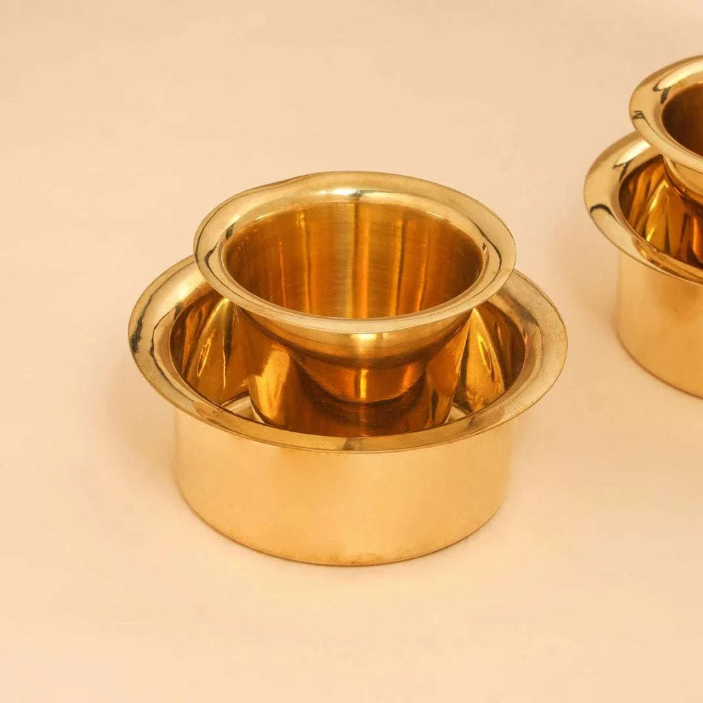 Brass Coffee Davara Cup Pair (2.5 Inch) Vedansh Craft