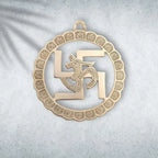 Brass Swastik Om Wall Hanging (8 Inch) Vedansh Craft