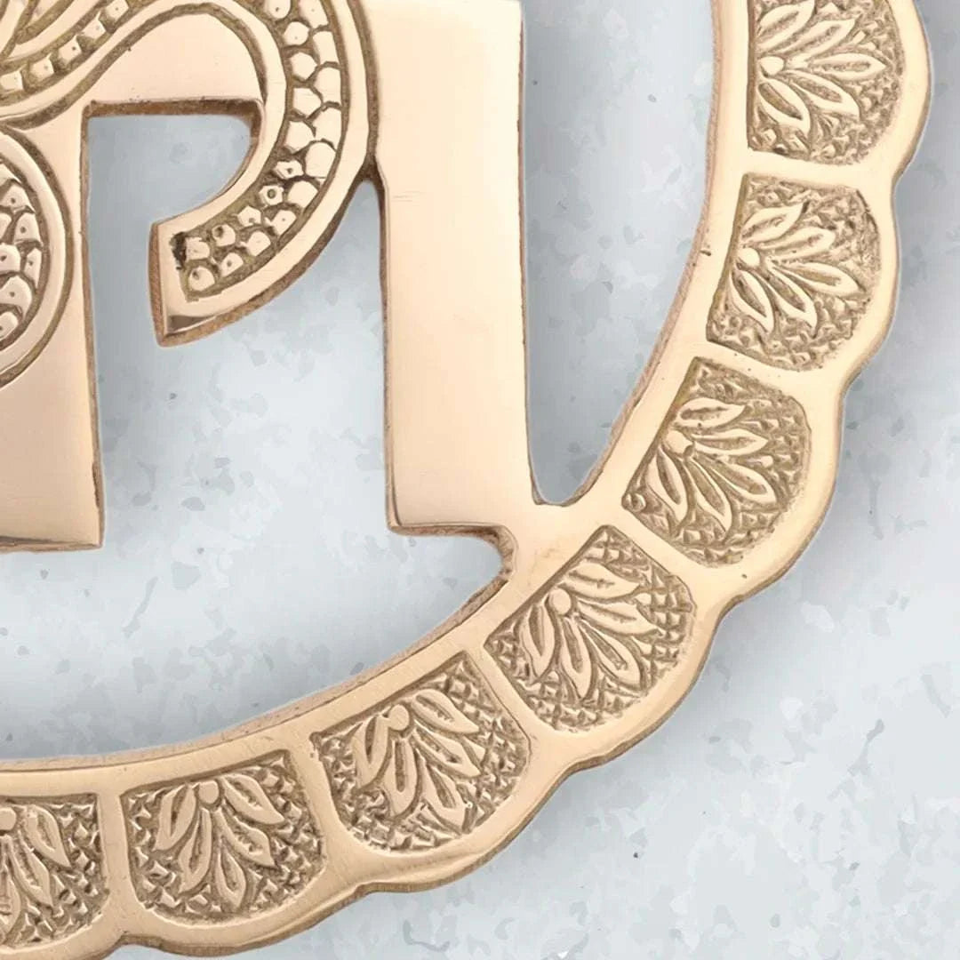 Brass Swastik Om Wall Hanging (8 Inch) Vedansh Craft