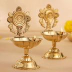 Brass Shankh Chakra Diya Set ( 4.5 Inch) Vedansh Craft