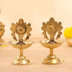 Brass Shankh Chakra Diya Set ( 4.5 Inch) Vedansh Craft