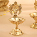 Brass Shankh Chakra Diya Set ( 4.5 Inch) Vedansh Craft