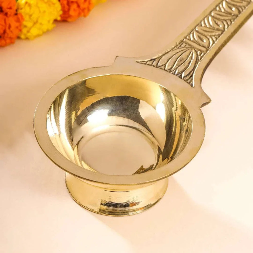 Brass Dhoop Aarti Spoon (11 Inch) Vedansh Craft