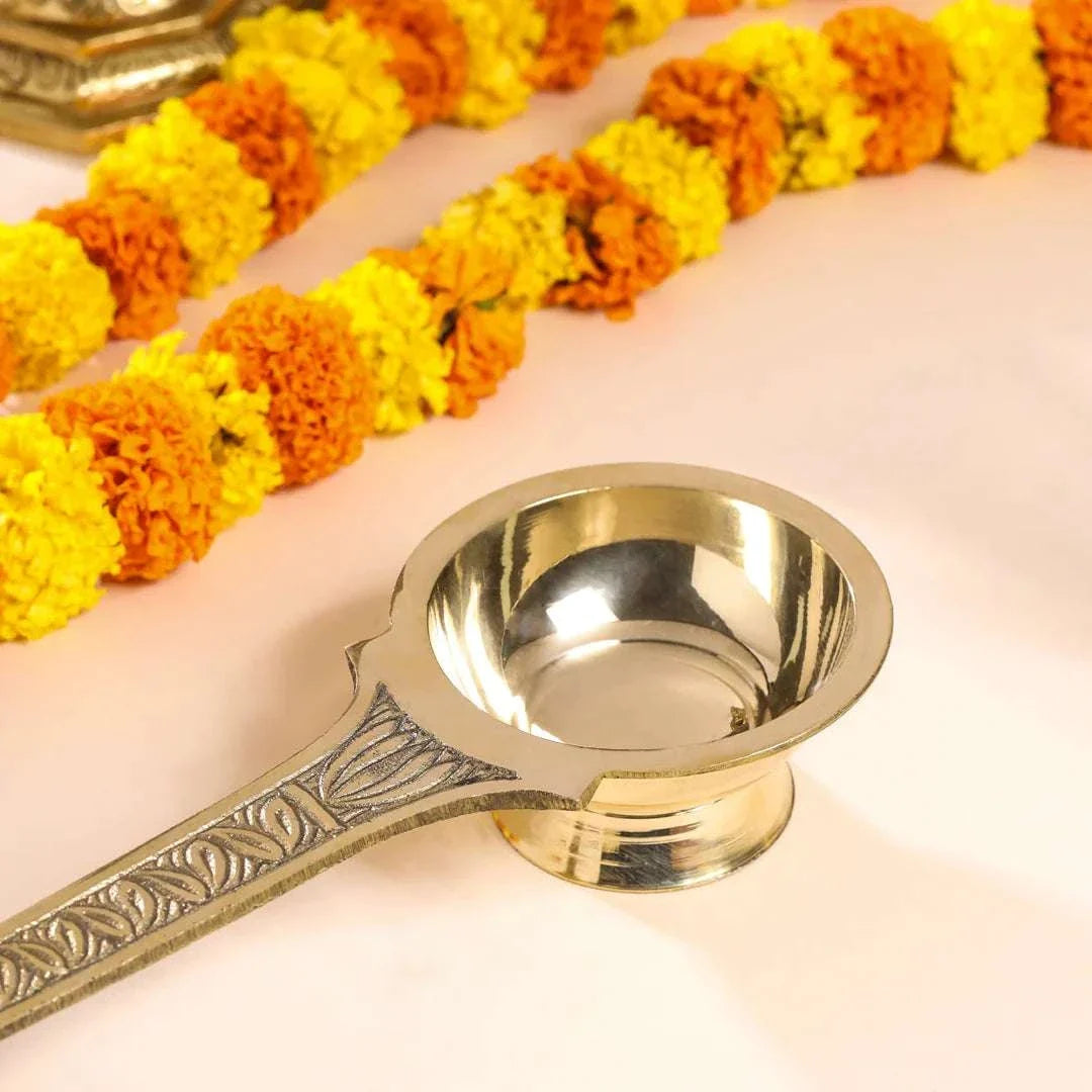 Brass Dhoop Aarti Spoon (11 Inch) Vedansh Craft