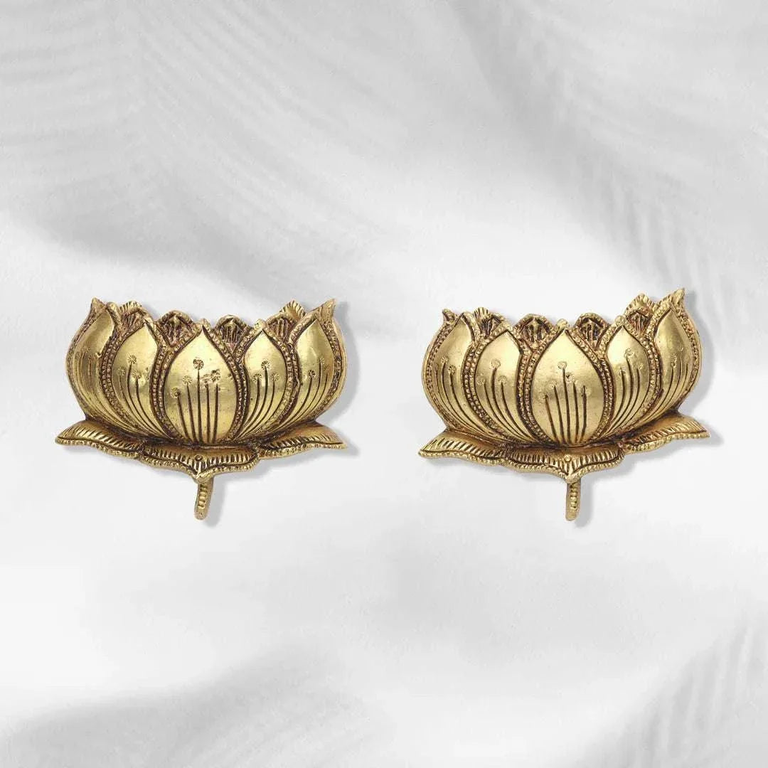 Exquisite Brass Hanging Lotus Flower Pair – 3.5 Inch | Divine Decor Accent Vedansh Craft