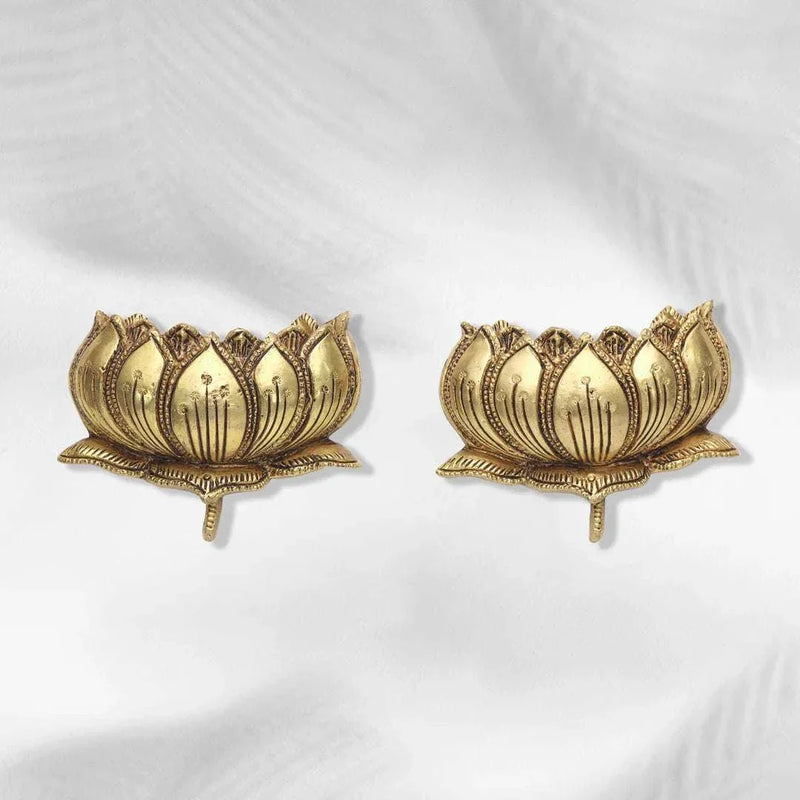 Exquisite Brass Hanging Lotus Flower Pair – 3.5 Inch | Divine Decor Accent Vedansh Craft
