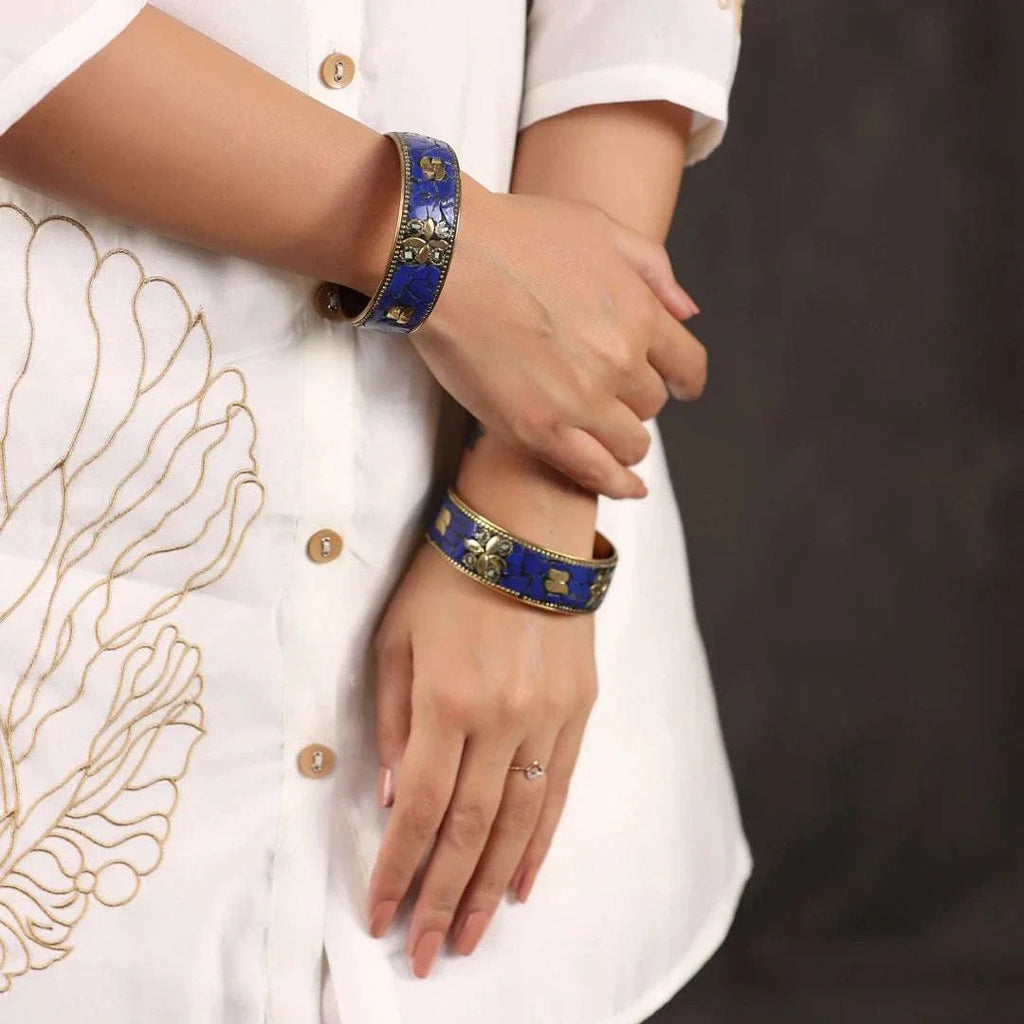 Brass Stone Bangles Pair Vedansh Craft