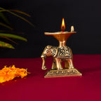Brass Elephant Standing Diya Vedansh Craft