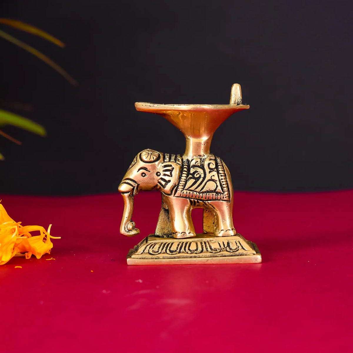 Brass Elephant Standing Diya Vedansh Craft