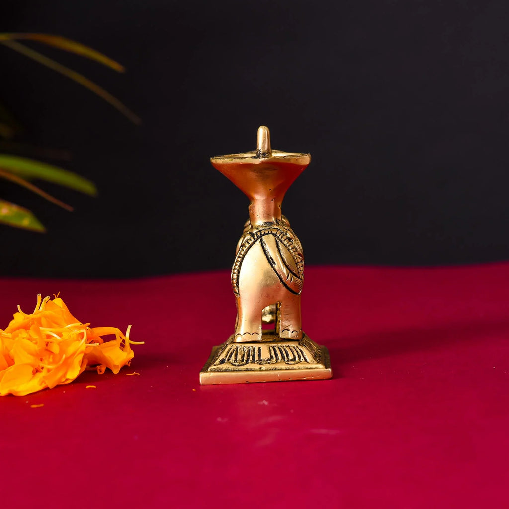 Brass Elephant Standing Diya Vedansh Craft
