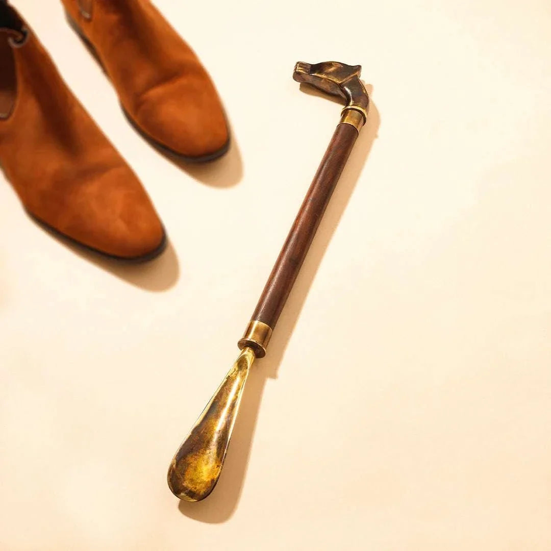 Brass Vintage Wooden Shoe Horn Vedansh Craft