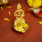 Brass Om Vel Diya/Deepam (3.5 Inch) Vedansh Craft