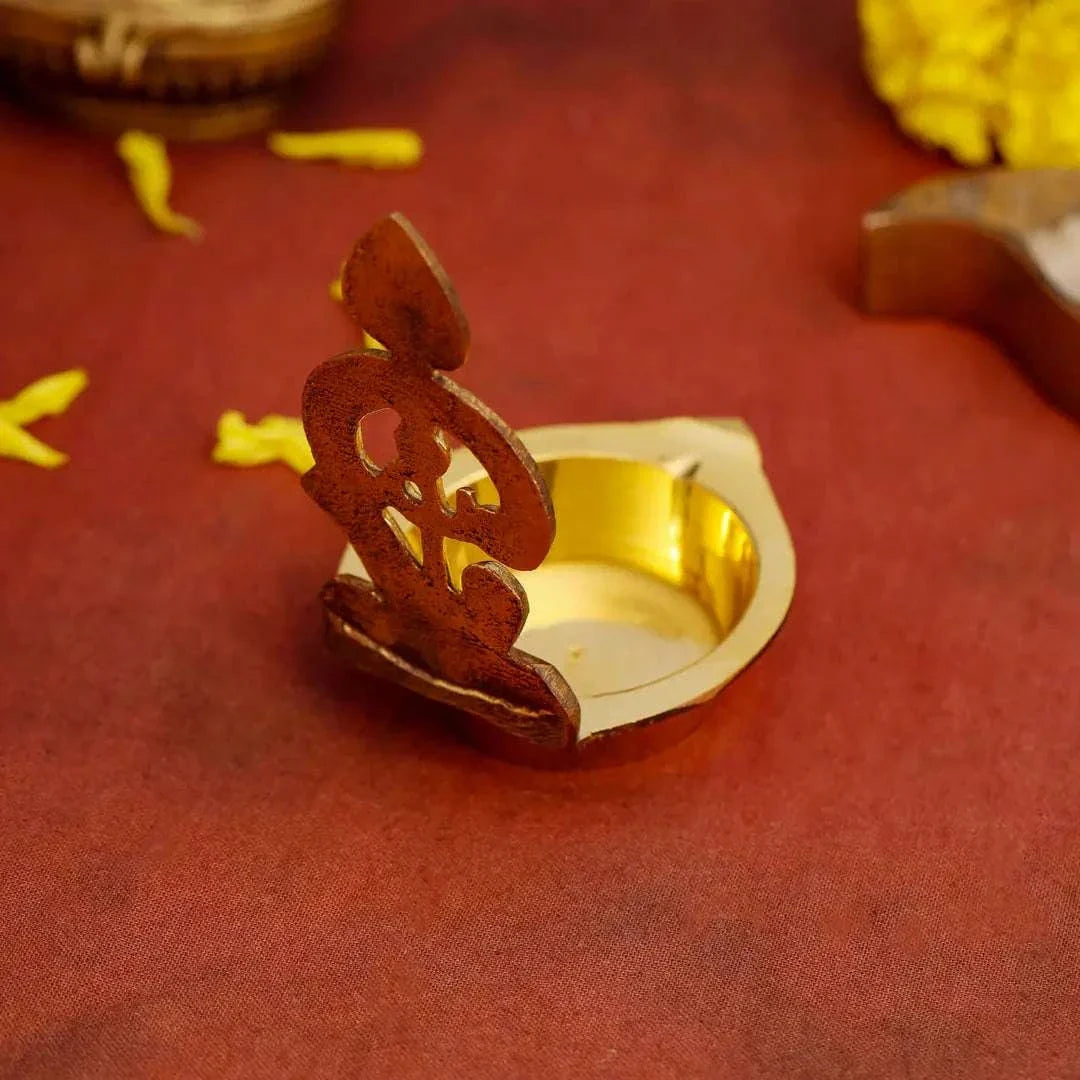 Brass Om Vel Diya/Deepam (3.5 Inch) Vedansh Craft