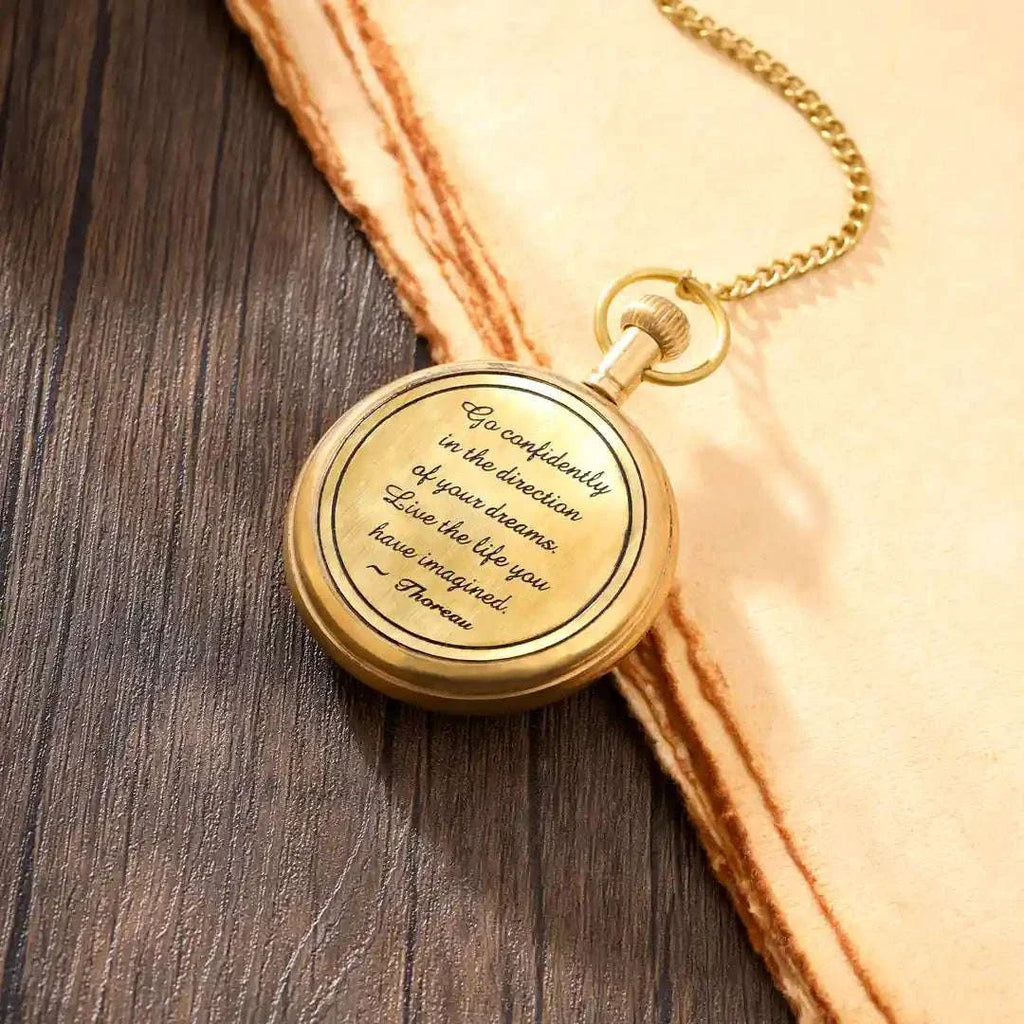 Brass Pocket Watch With Leahther Pouch (2 Inch) Vedansh Craft