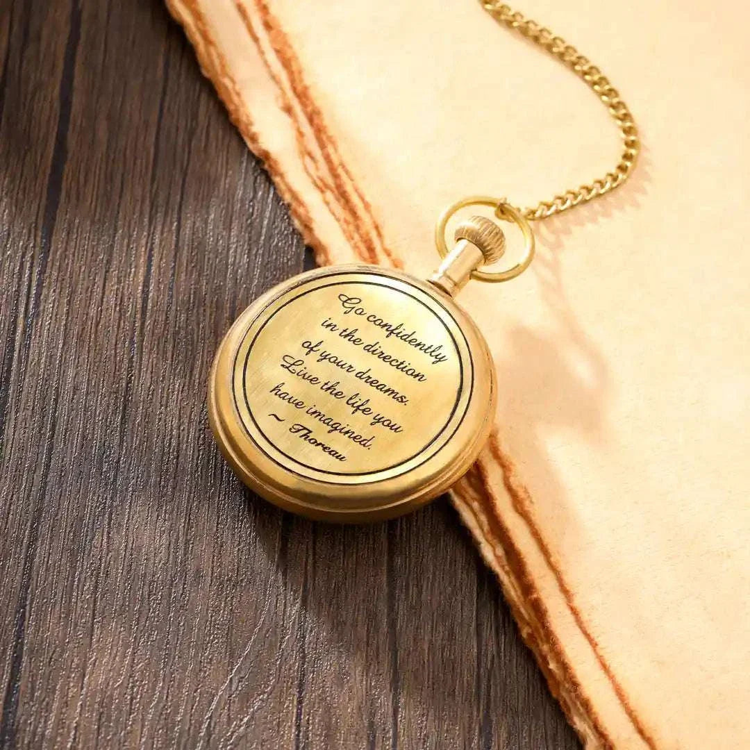 Brass Pocket Watch With Leahther Pouch (2 Inch) Vedansh Craft