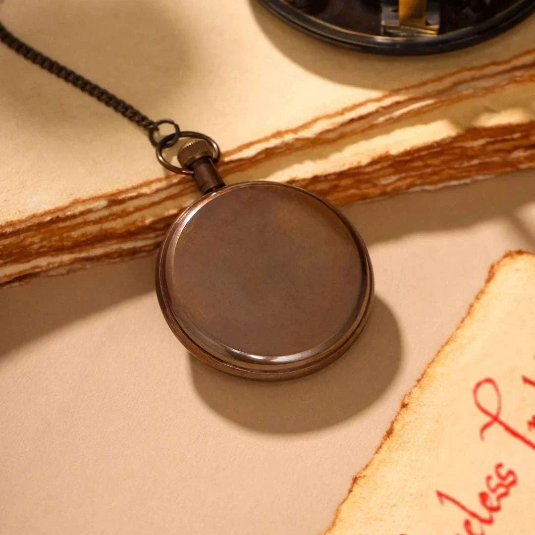 Brass Pocket Watch With Leahther Pouch (2 Inch) Vedansh Craft