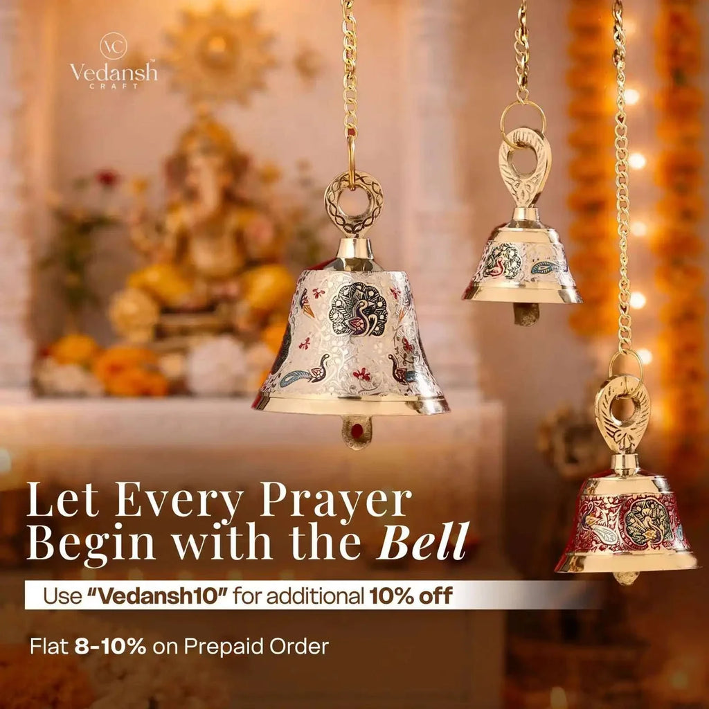 Brass Hand Painted Wall Hanging Meenakari Temple Bell Vedansh Craft