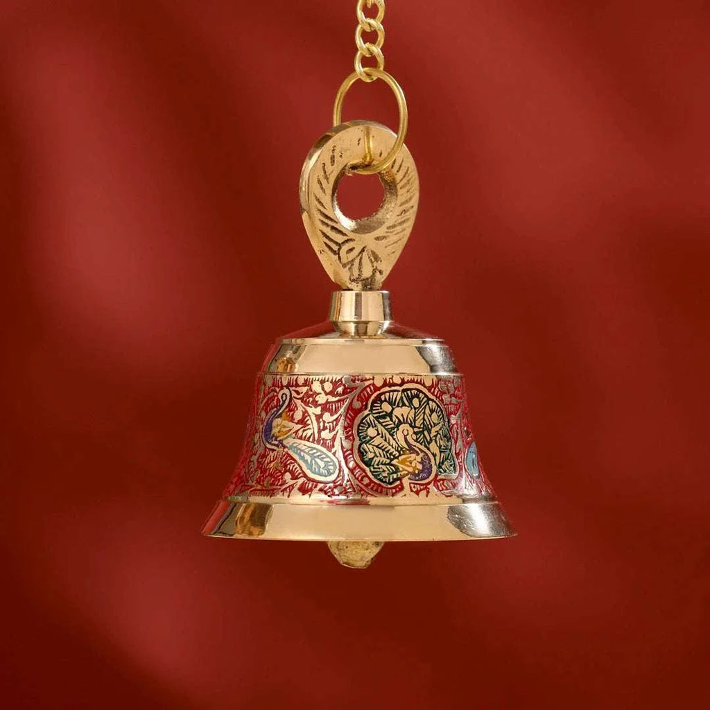 Brass Hand Painted Wall Hanging Meenakari Temple Bell Vedansh Craft
