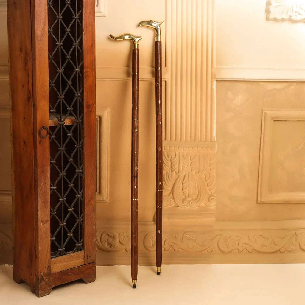 Brass Wooden Walking Stick (37 Inch) Vedansh Craft