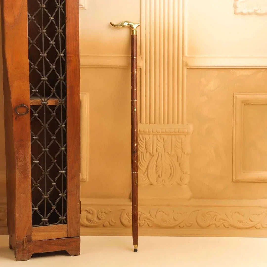 Brass Wooden Walking Stick (37 Inch) Vedansh Craft