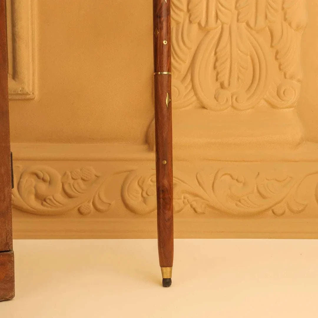 Brass Wooden Walking Stick (37 Inch) Vedansh Craft