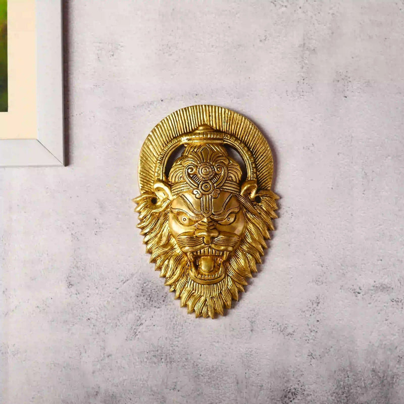 Brass Narasimha Face Wall Hanging (7.6 Inch) Vedansh Craft