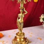 Brass Seven Petal Candle Holder Stand – Elegant Handmade Brass Decor (24.8 inches) Vedansh Craft