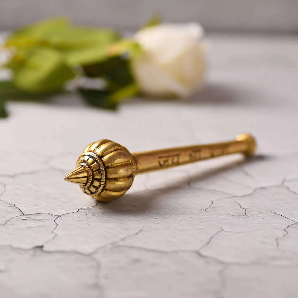 Brass Handcrafted Hanuman Mace/Gada – Strength & Devotion (6.5 Inch) Vedansh Craft
