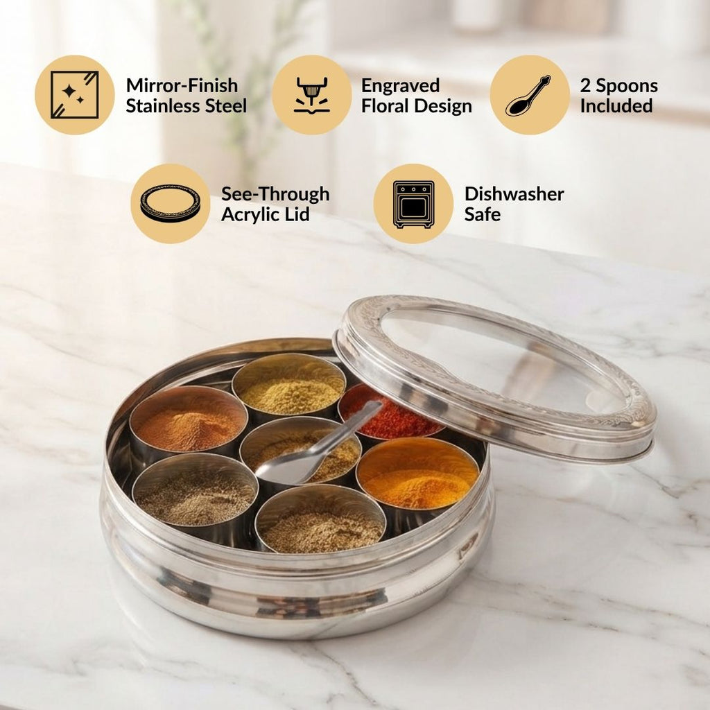 Stainless Steel Masala Box 7 Section Nestasia