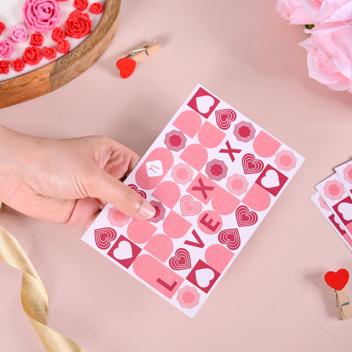Love XOXO Valentine's Day Postcards Set Of 10 Nestasia