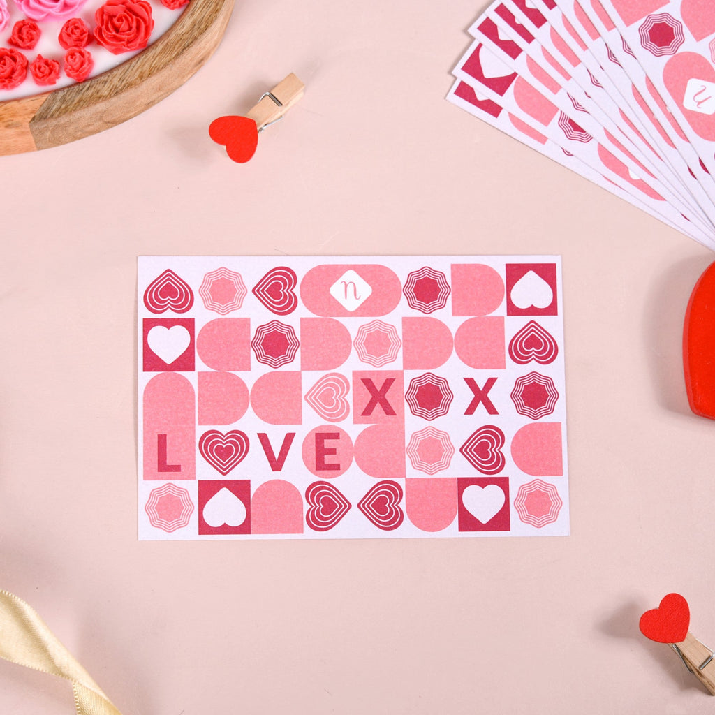 Love XOXO Valentine's Day Postcards Set Of 10 Nestasia