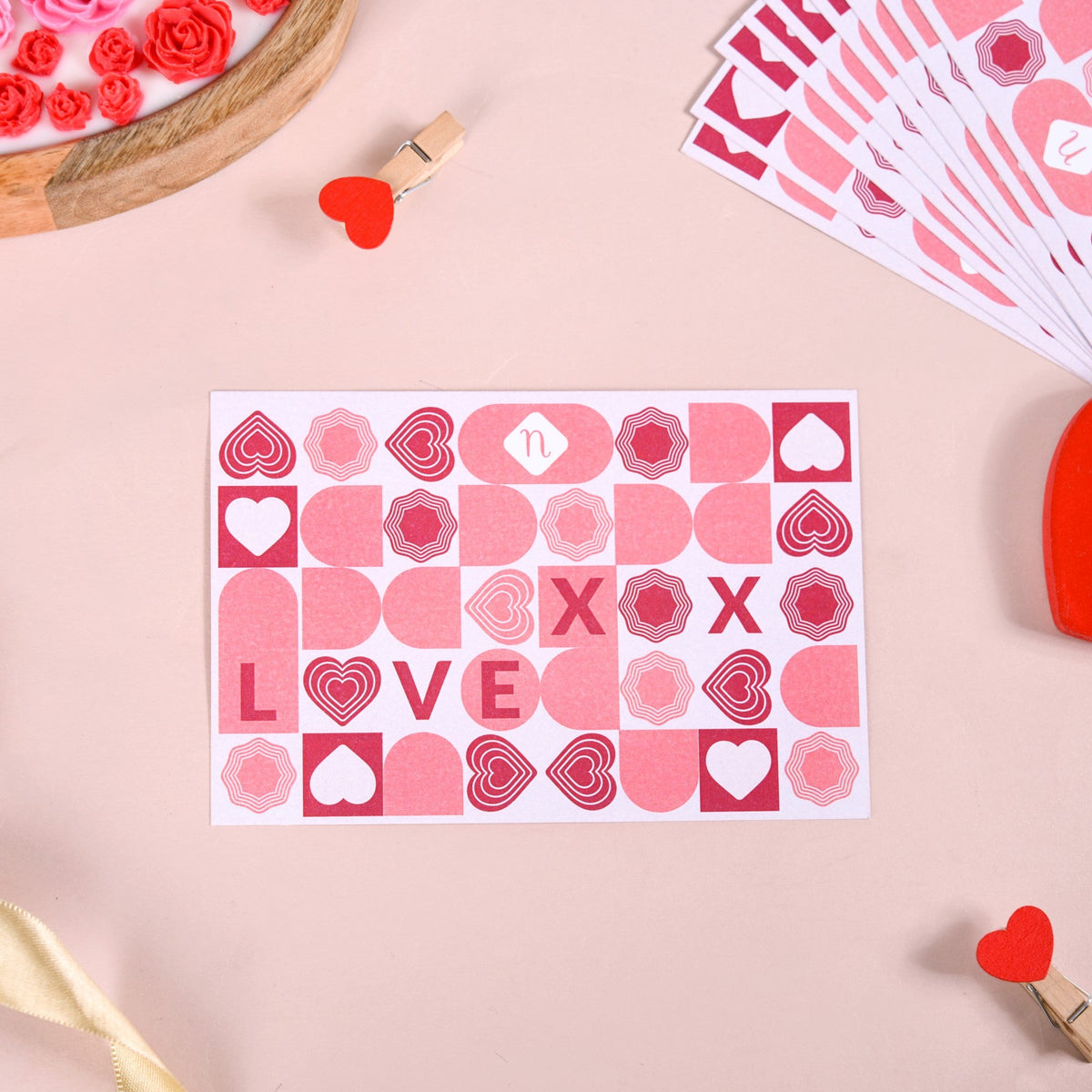 Love XOXO Valentine's Day Postcards Set Of 10 Nestasia