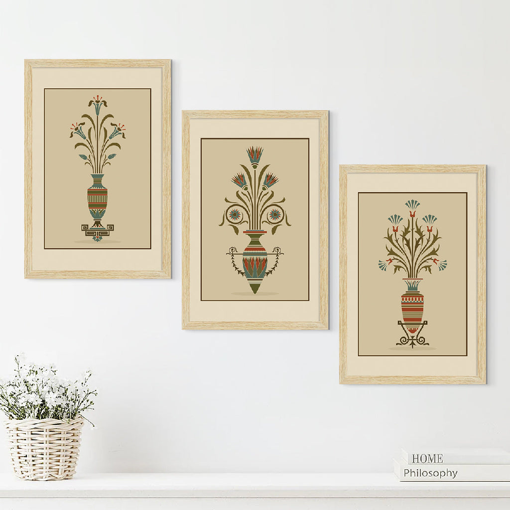 Vintage Floral Vases Art Paintings, Painting For Wall Living Room, AXIII-46-VIN ArtX