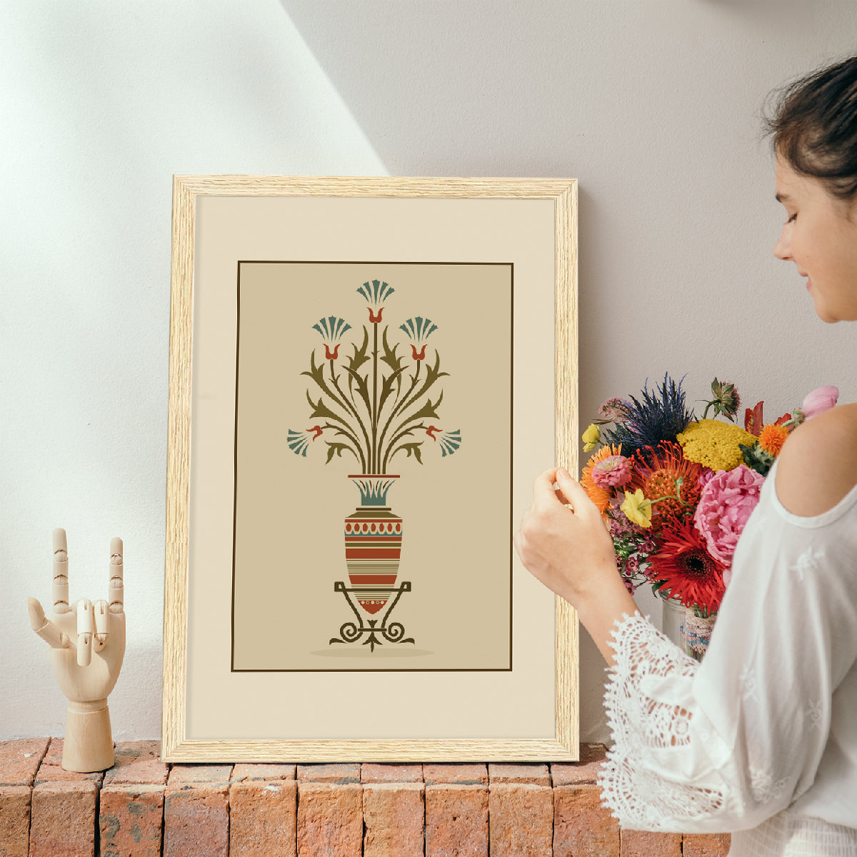 Vintage Floral Vases Art Paintings, Painting For Wall Living Room, AXIII-46-VIN ArtX
