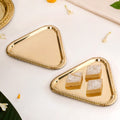 Veda Pure Brass Triangle Serving Platter Set Of 2 16x15cm Nestasia