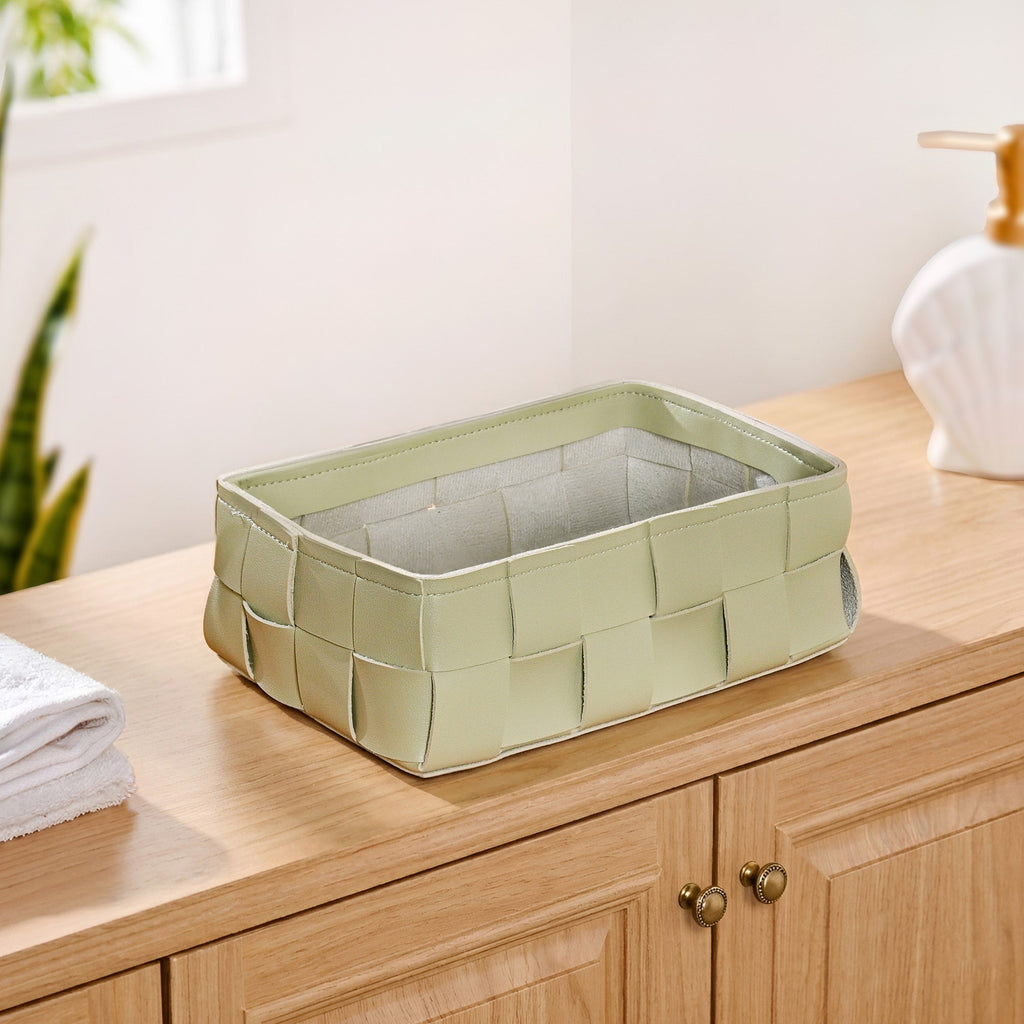 Vegan Leather Basket Sage Green Nestasia