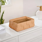 Vegan Leather Multipurpose Basket Beige Nestasia